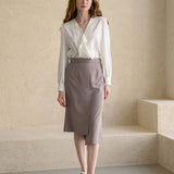 Mermaid unbalanced midi skirt taupe gray - fasfas