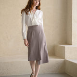Mermaid unbalanced midi skirt taupe gray - fasfas