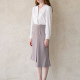 Mermaid unbalanced midi skirt taupe gray - fasfas