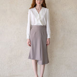 Mermaid unbalanced midi skirt taupe gray - fasfas