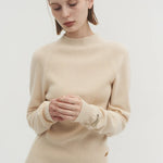 Nora ribbed sweater sand beige - fasfas