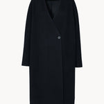 Nouvel collarless wool coat dark navy - fasfas