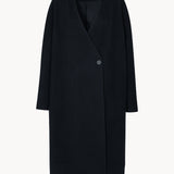 Nouvel collarless wool coat dark navy - fasfas
