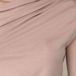 One-shoulder gathered stretch jersey tee-shirt top beige - fasfas