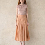 One-shoulder gathered stretch jersey tee-shirt top beige - fasfas