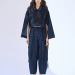 Open sleeve denim spangle crop jacket - fasfas