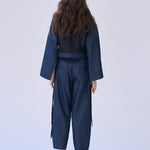 Open sleeve denim spangle crop jacket - fasfas