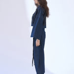 Open sleeve denim spangle crop jacket - fasfas