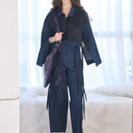 Open sleeve denim spangle crop jacket - fasfas