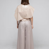 Bauchfreies Wickelbluse mit Puffärmeln