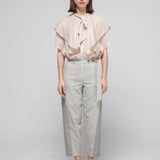 High waist banding baggy pants light khaki