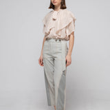 High waist banding baggy pants light khaki