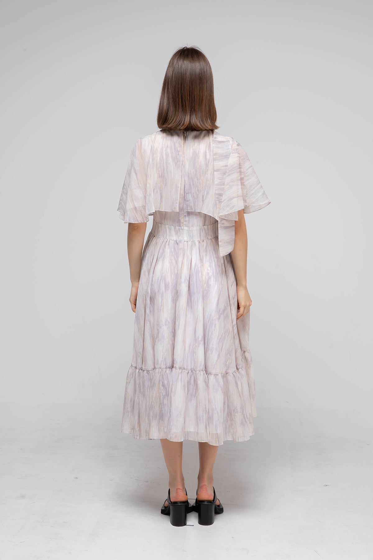 V-neck marble long dress - fasfas