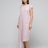 Low waist asymmetric long sleeveless dress