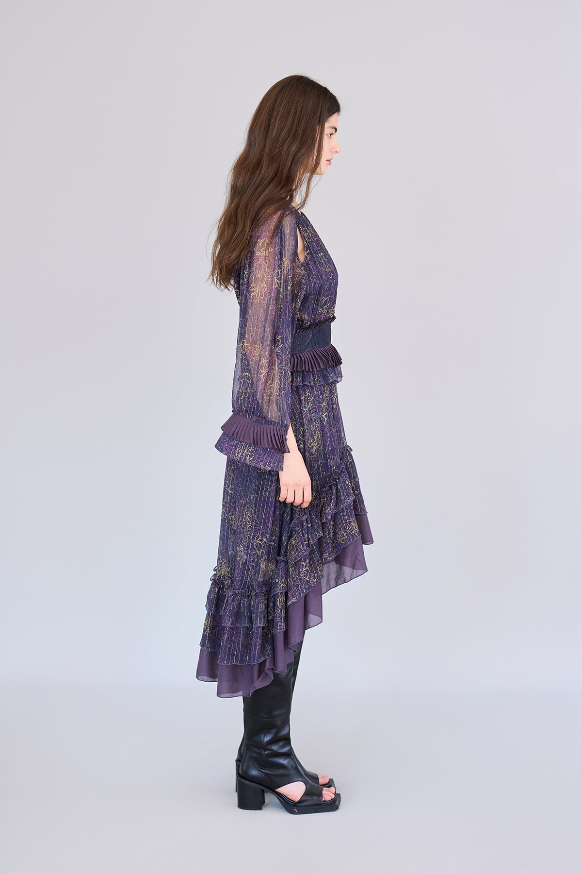 Paisley print asymmetric tiered dress - fasfas