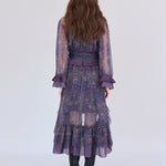 Paisley print asymmetric tiered dress - fasfas