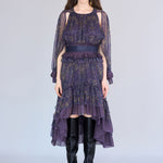 Paisley print asymmetric tiered dress - fasfas