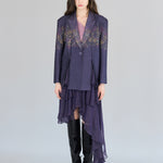 Paisley print lace up wool silk jacket - fasfas