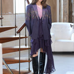 Paisley print lace up wool silk jacket - fasfas