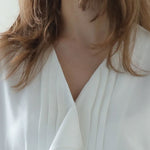 Pintucked v-neck ruffled blouse - fasfas