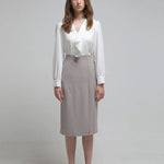 Pintucked v-neck ruffled blouse - fasfas