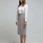 Pintucked v-neck ruffled blouse - fasfas