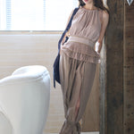 Pleated peplum tank silk blouse - fasfas