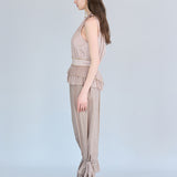Pleated peplum tank silk blouse - fasfas