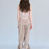 Pleated peplum tank silk blouse - fasfas