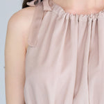 Pleated peplum tank silk blouse - fasfas