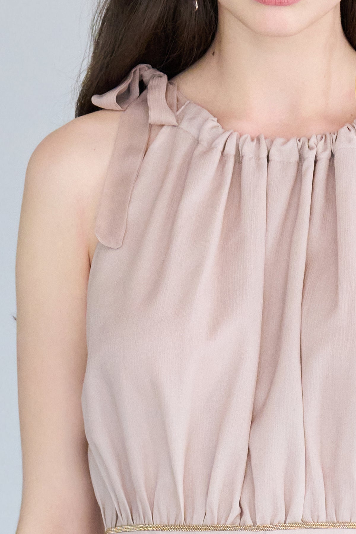 Pleated peplum tank silk blouse - fasfas
