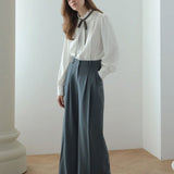 Pleated crepe wide-leg pants gungle green - fasfas