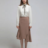 Pleated pin tuck ribbon blouse - fasfas