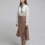 Pleated pin tuck ribbon blouse - fasfas