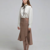 Pleated pin tuck ribbon blouse - fasfas