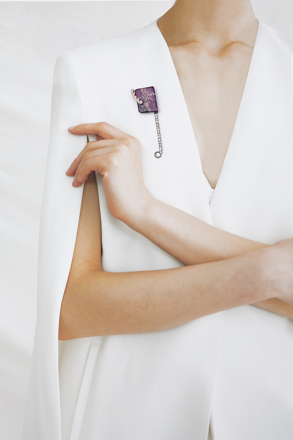 Purple howlite safety pin brooch - fasfas