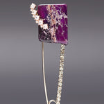 Purple howlite safety pin brooch - fasfas