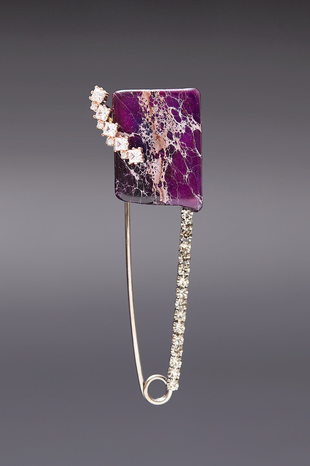 Purple howlite safety pin brooch - fasfas