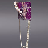 Purple howlite safety pin brooch - fasfas