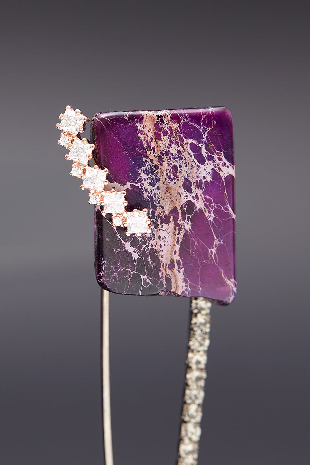 Purple howlite safety pin brooch - fasfas