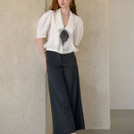 Pussy-bow peplum blouse - fasfas