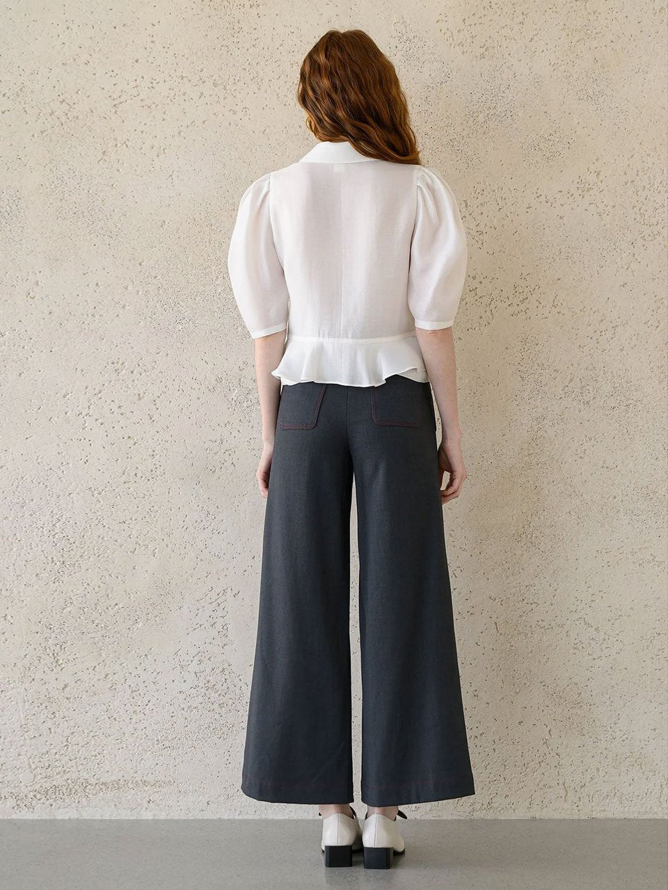 Pussy-bow peplum blouse - fasfas