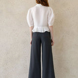 Pussy-bow peplum blouse - fasfas