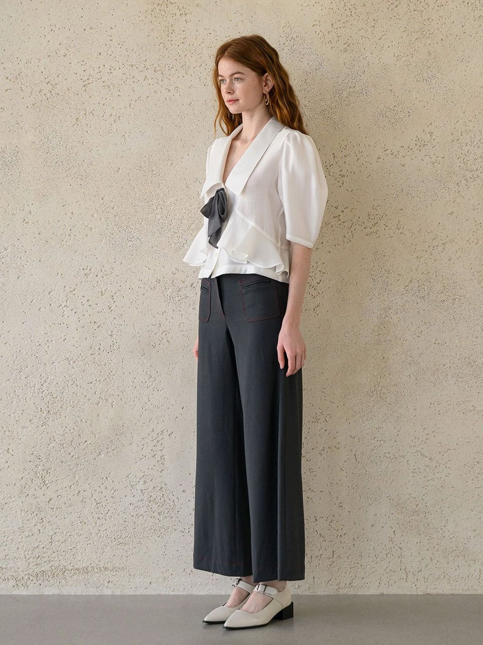 Pussy-bow peplum blouse - fasfas