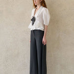 Pussy-bow peplum blouse - fasfas