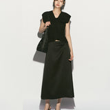 Twist front crocheted top black