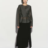 Tie wrap blouse charcoal