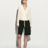 Tie front layered shirt