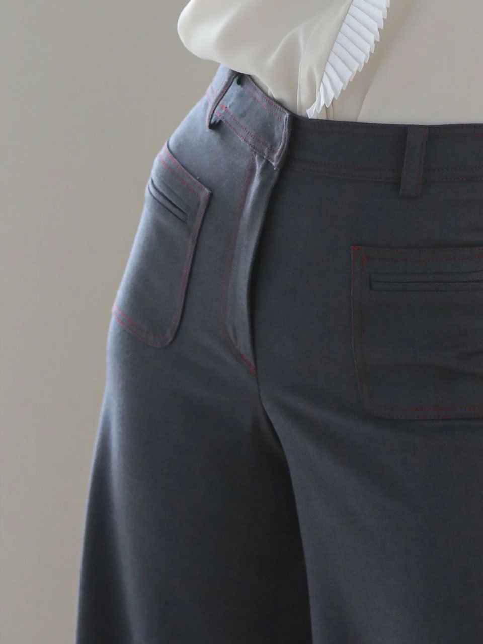 Red stitch pocket pants - fasfas