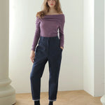 Red topstitched high-rise tapered jeans blue - fasfas